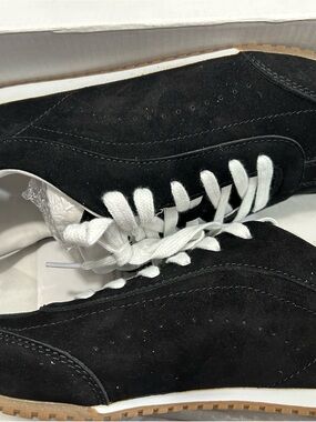 Classic Woman  Black Suede Lace-Up Sneakers